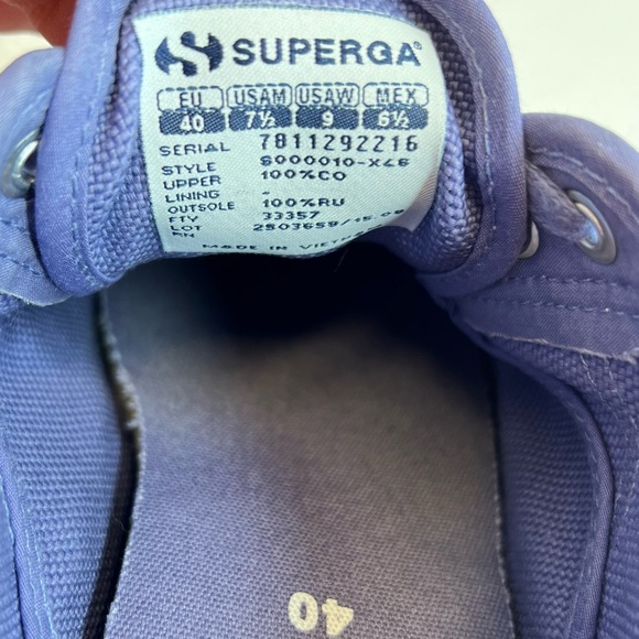 SUPERGA 2750 Cotu Classic Low Top Lace Up Canvas Sneakers Womens Sz 9 Deep Lilac - Picture 11 of 12